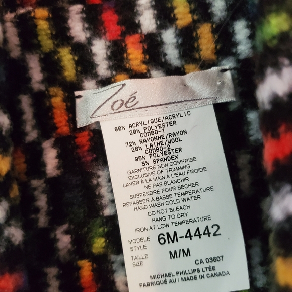 ๐ฅSALE๐ฅZoe Multicolored Tweed Knit Button Front Blazer M - Picture 4 of 8